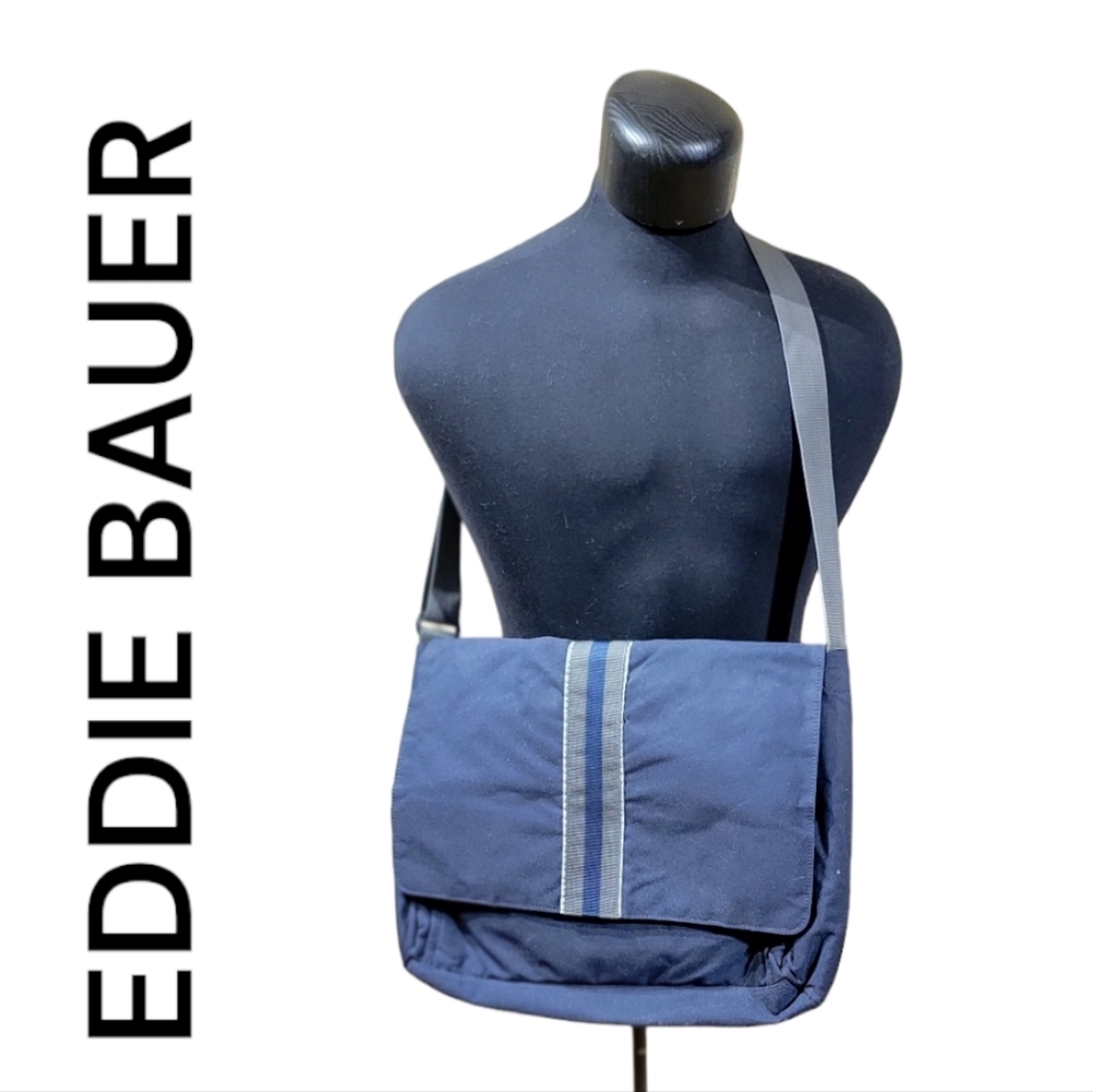 Eddie Bauer Blue Canvas Messenger / laptop Bag